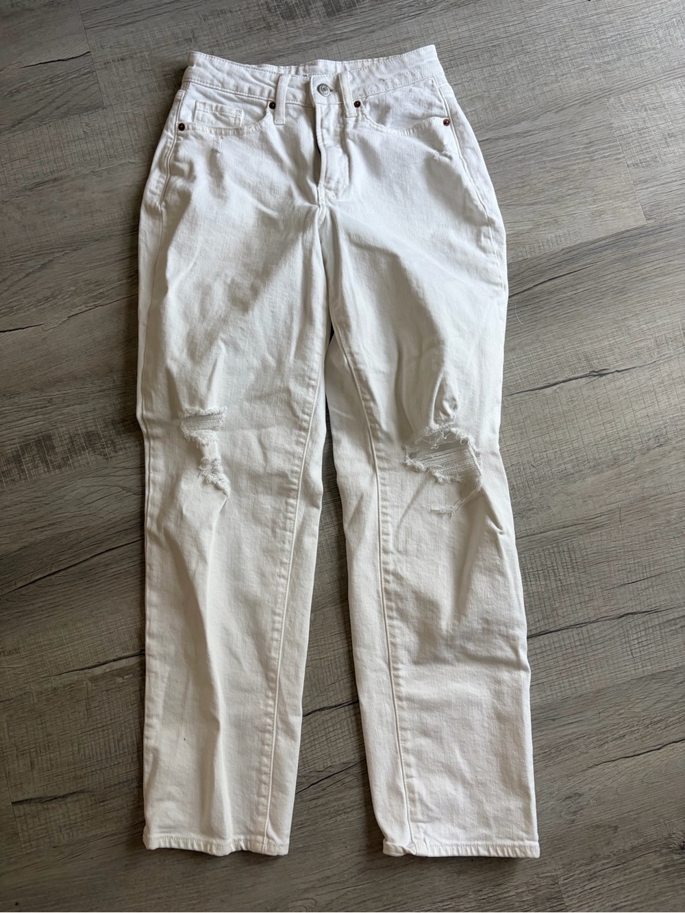Old Navy White Cargo-Style Men's Pants with Knee Distress